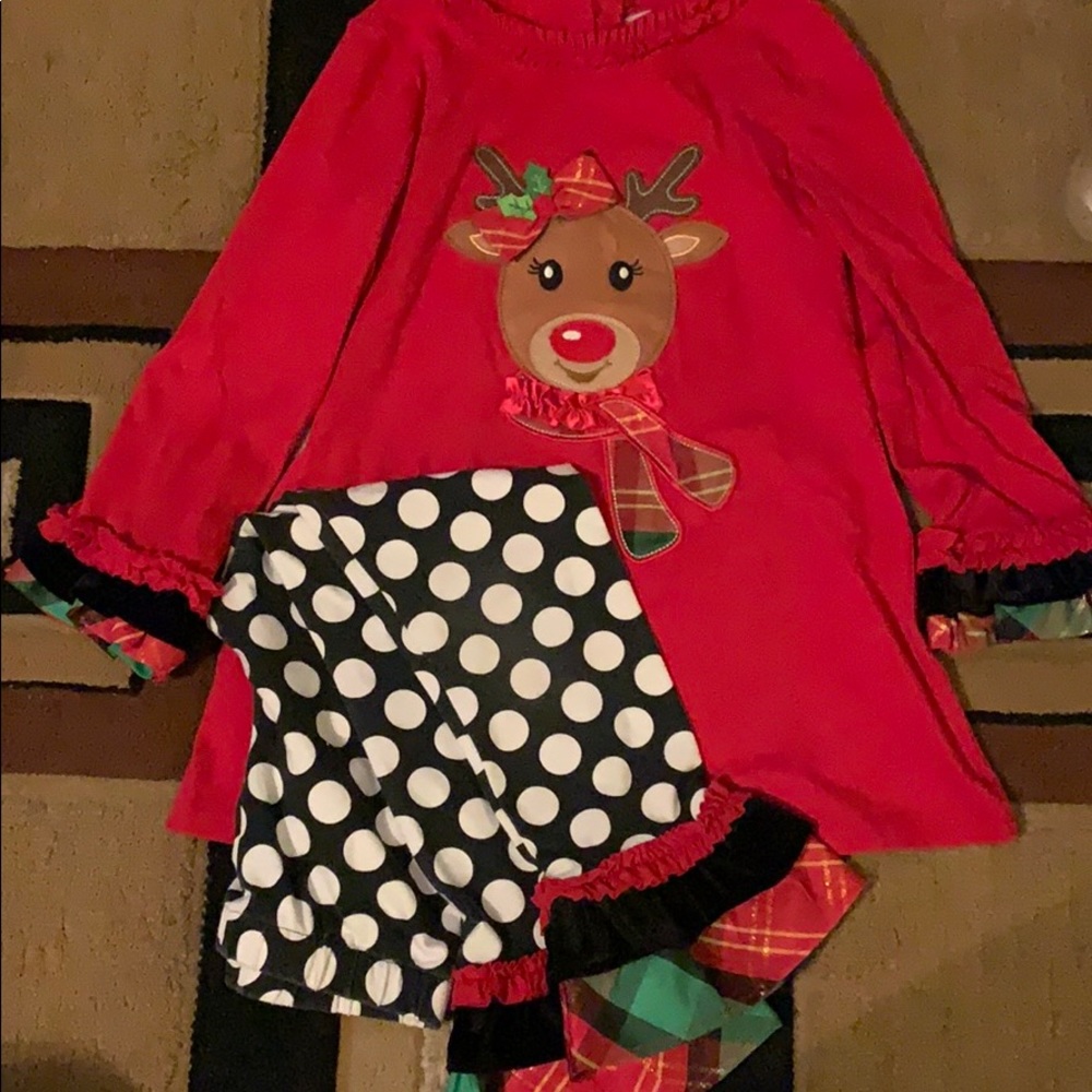 Rare Too girls Christmas Holiday outfit Reindeer